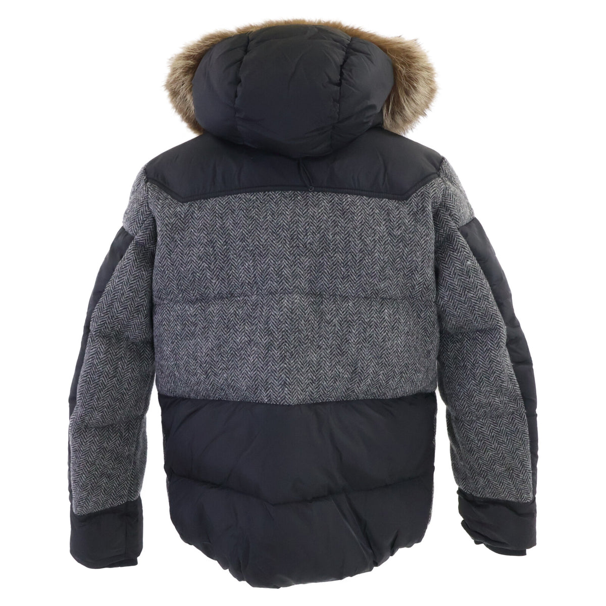 MONCLER Robert Wool Herringbone Fur Down Jacket Size 1