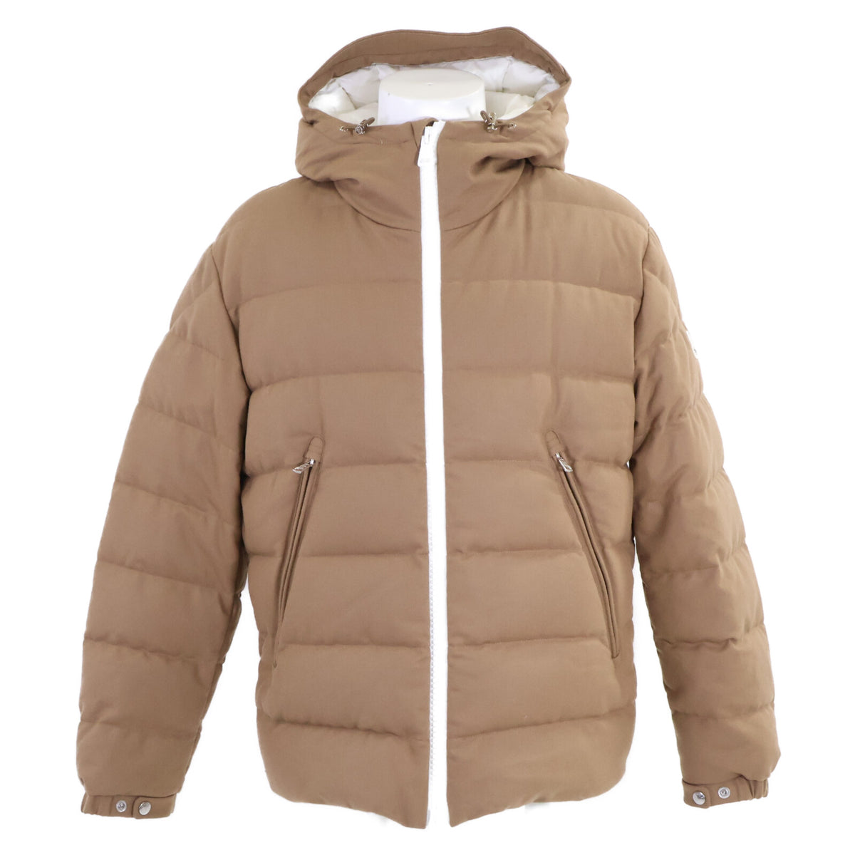 MONCLER VABB Wool Hooded Down Jacket Brown Size 3
