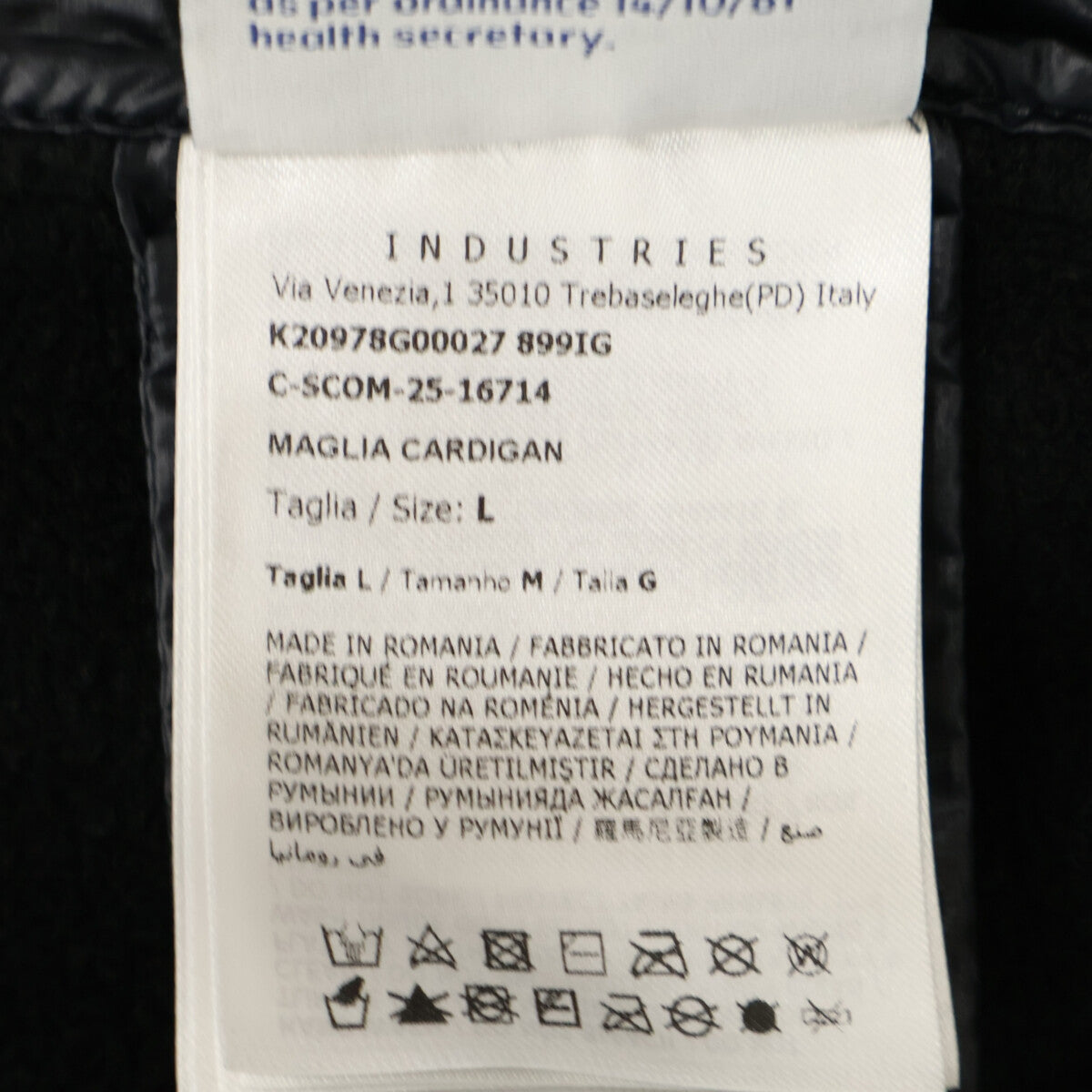 MONCLER Grenoble Mixed Material Maglia Down Jacket Size L