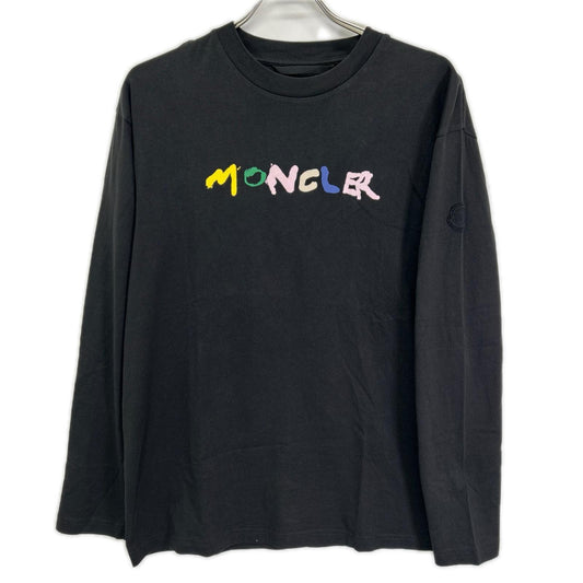 MONCLER 23' Black Paint Logo Crewneck Long Sleeve Tee Size S