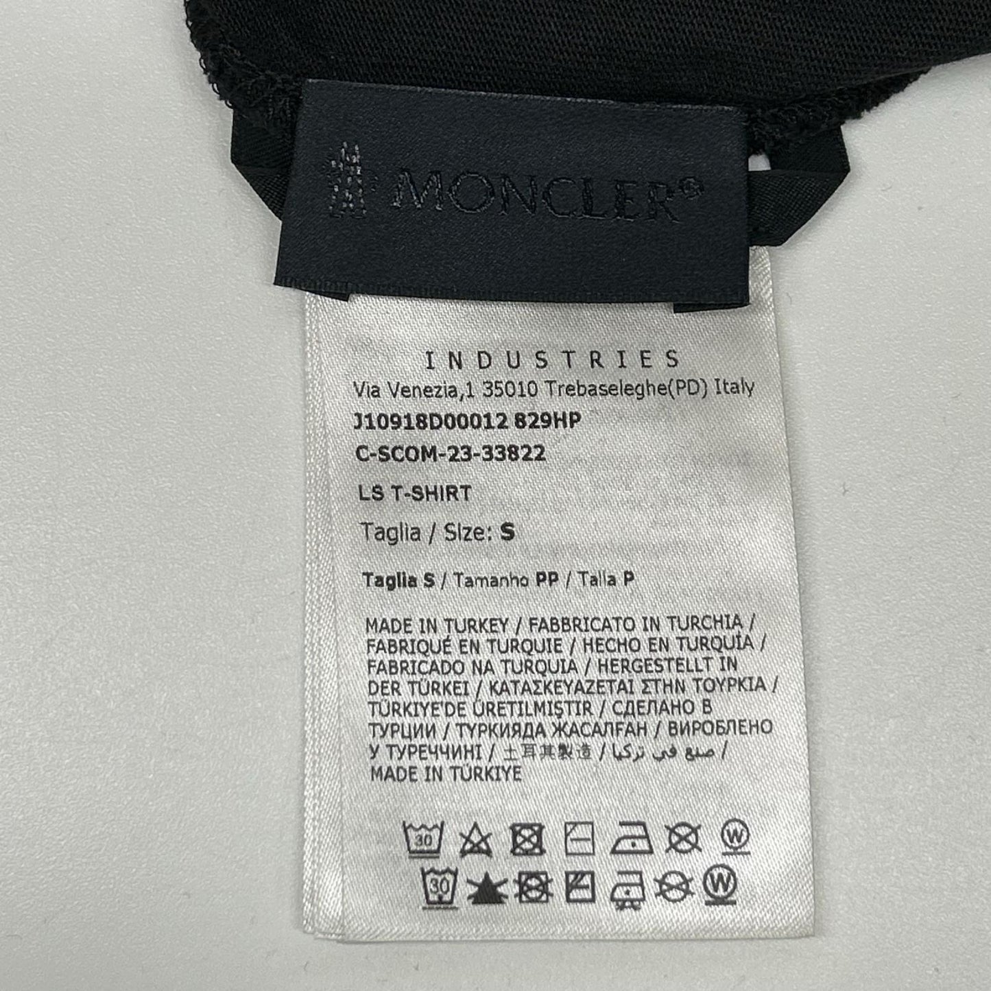 MONCLER 23' Black Paint Logo Crewneck Long Sleeve Tee Size S