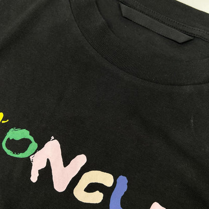 MONCLER 23' Black Paint Logo Crewneck Long Sleeve Tee Size S