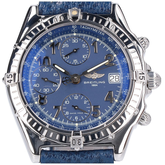BREITLING CHRONOMAT Automatic Blue Dial Watch Blue Leather