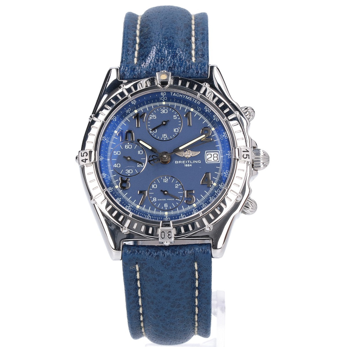 BREITLING CHRONOMAT Automatic Blue Dial Watch Blue Leather