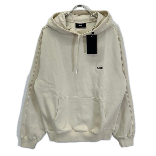 BALR. Q Series Metal Logo Cotton Blend Hoodie Beige Size M