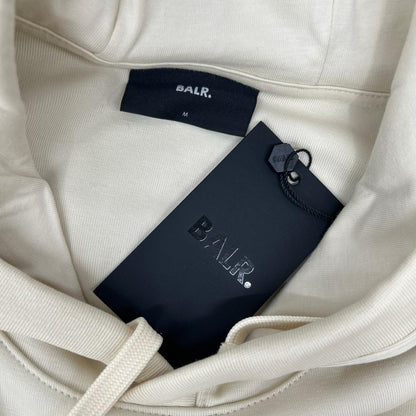 BALR. Q Series Metal Logo Cotton Blend Hoodie Beige Size M