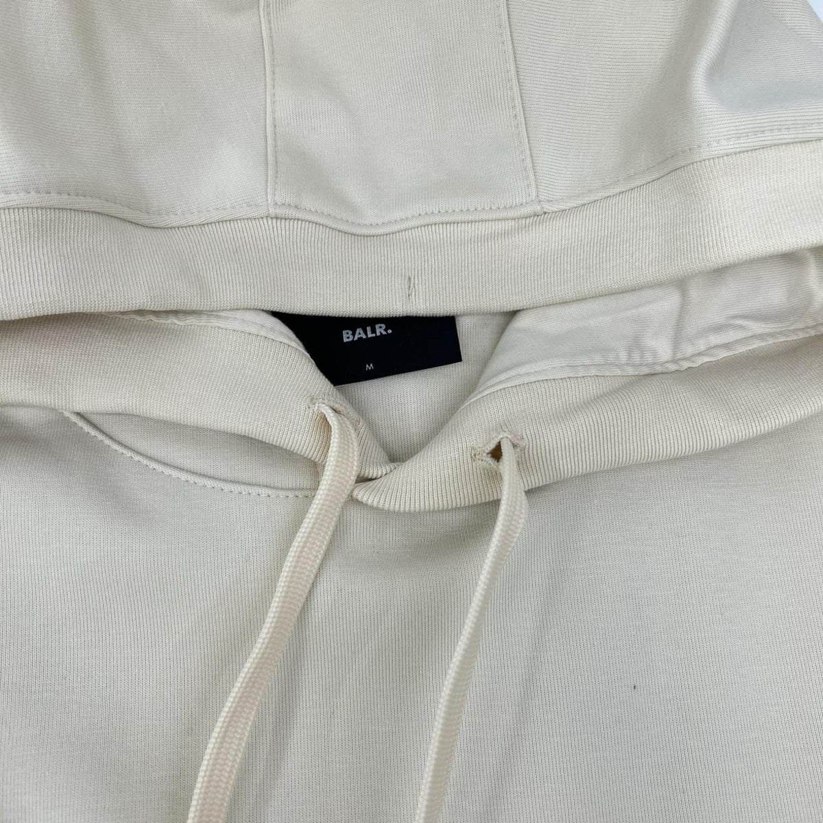 BALR. Q Series Metal Logo Cotton Blend Hoodie Beige Size M