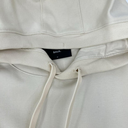 BALR. Q Series Metal Logo Cotton Blend Hoodie Beige Size M