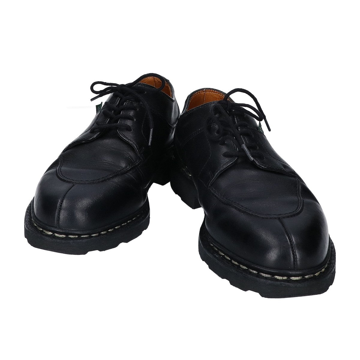 Paraboot Avignon U-Tip Derby Leather Shoes Black Boots Size 6