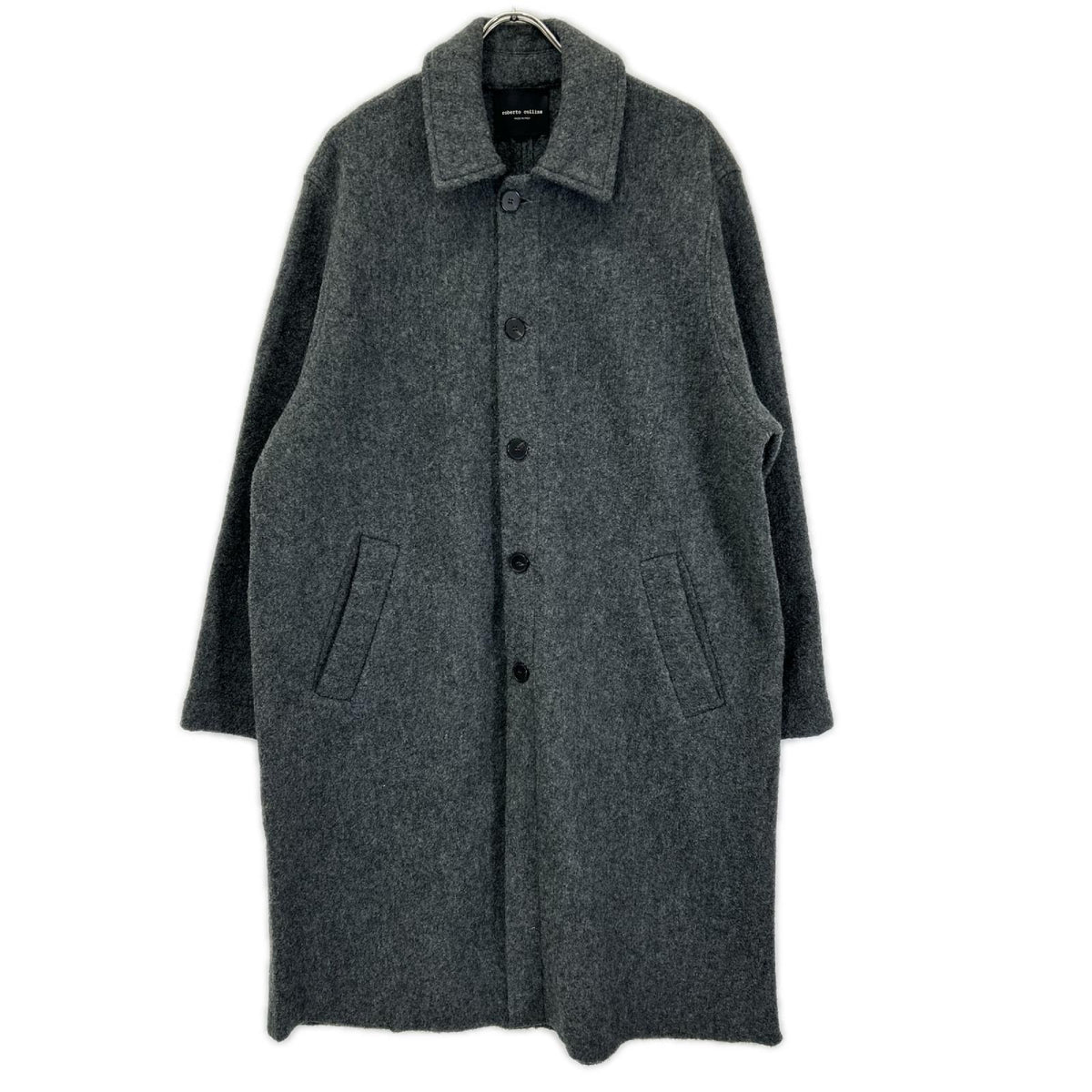 ROBERTO COLLINA Wool Boucle Balmacaan Coat Gray Size 50