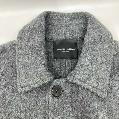 ROBERTO COLLINA Wool Boucle Balmacaan Coat Gray Size 50