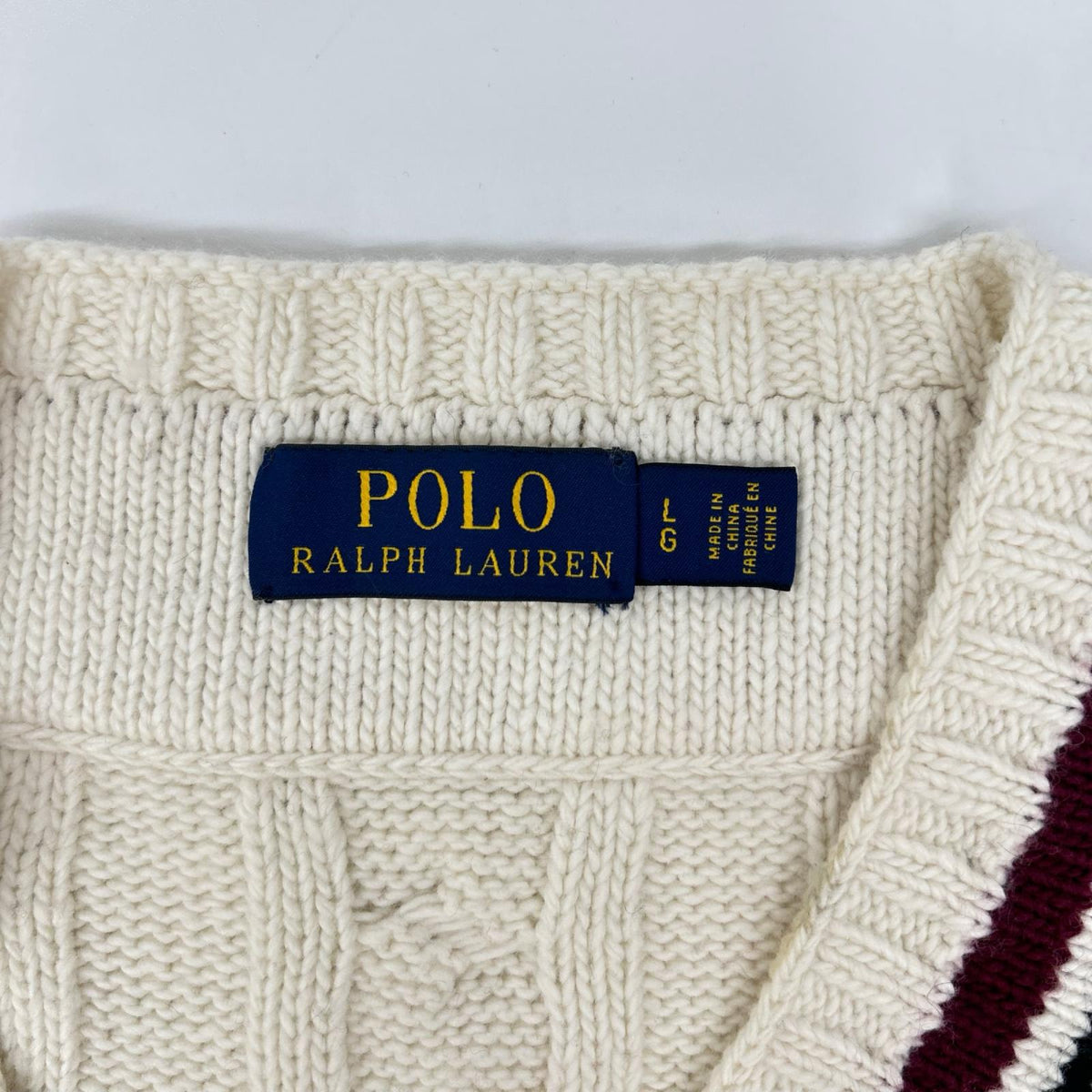 POLObyRalphLauren Skull Cotton Knit Top White Polo Size LG