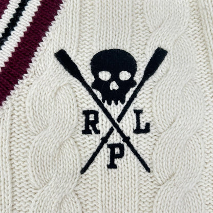 POLObyRalphLauren Skull Cotton Knit Top White Polo Size LG