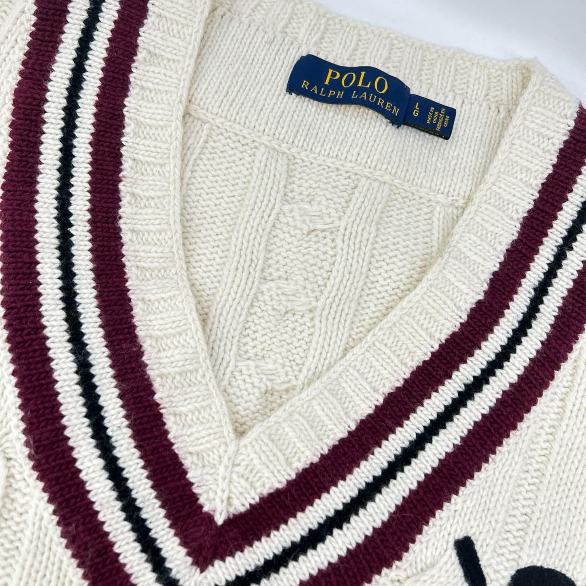 POLObyRalphLauren Skull Cotton Knit Top White Polo Size LG