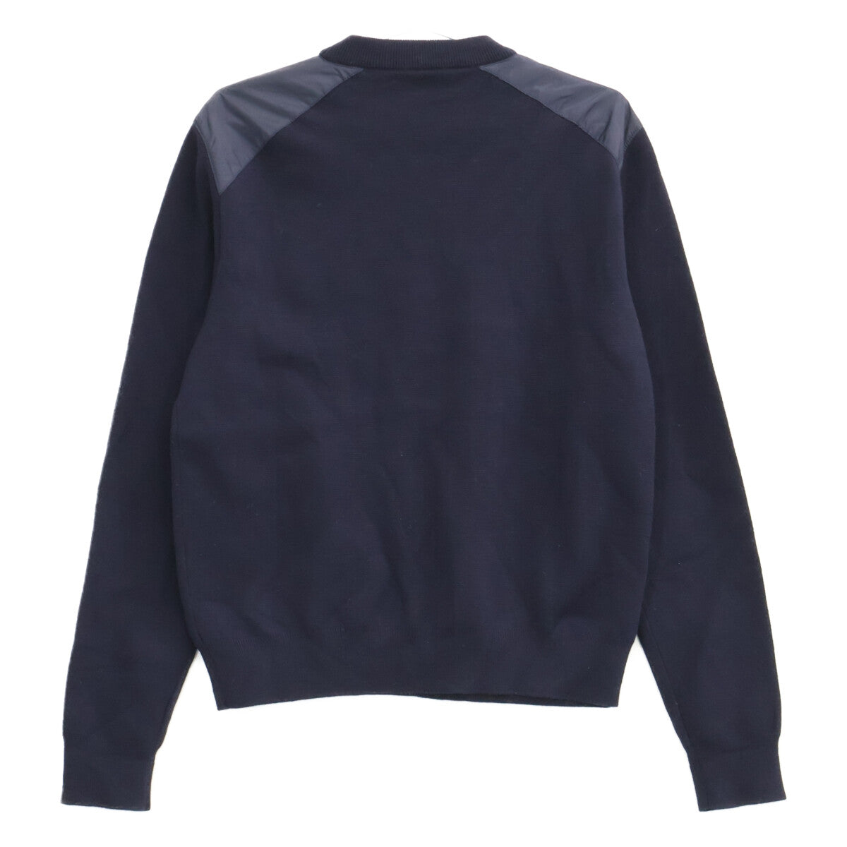 PRADA UMA348 Rubber Logo Wool Nylon Sweater Navy Size 46
