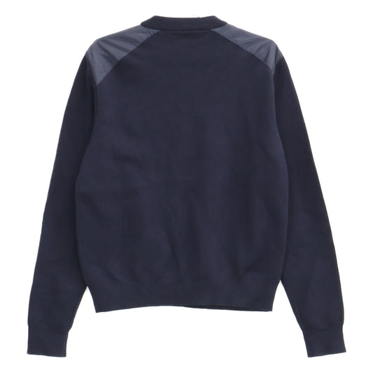 PRADA UMA348 Rubber Logo Wool Nylon Sweater Navy Size 46