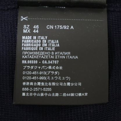PRADA UMA348 Rubber Logo Wool Nylon Sweater Navy Size 46