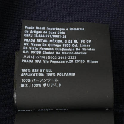 PRADA UMA348 Rubber Logo Wool Nylon Sweater Navy Size 46