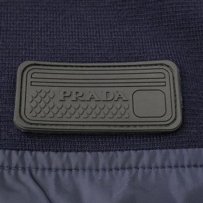 PRADA UMA348 Rubber Logo Wool Nylon Sweater Navy Size 46