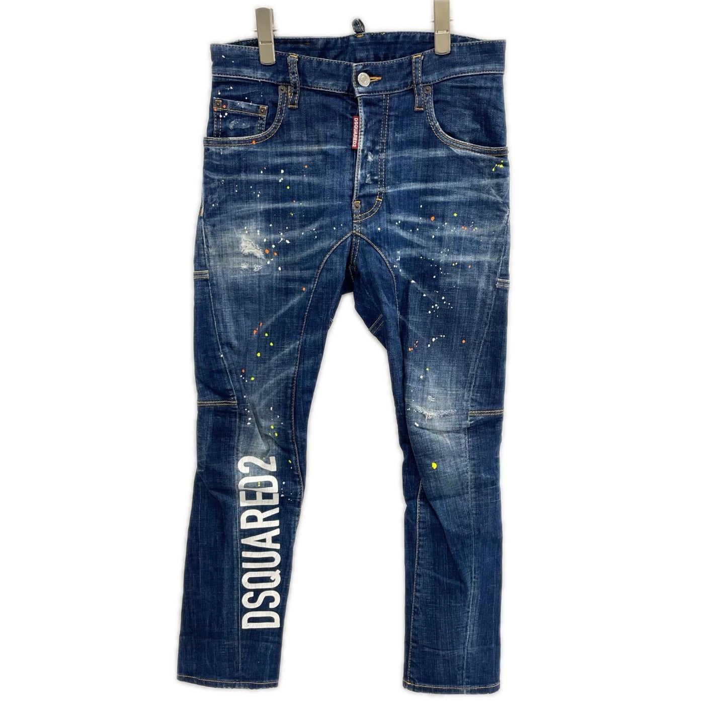 DSQUARED 23SS Tidy Biker Paint Design Jeans Indigo Size 42