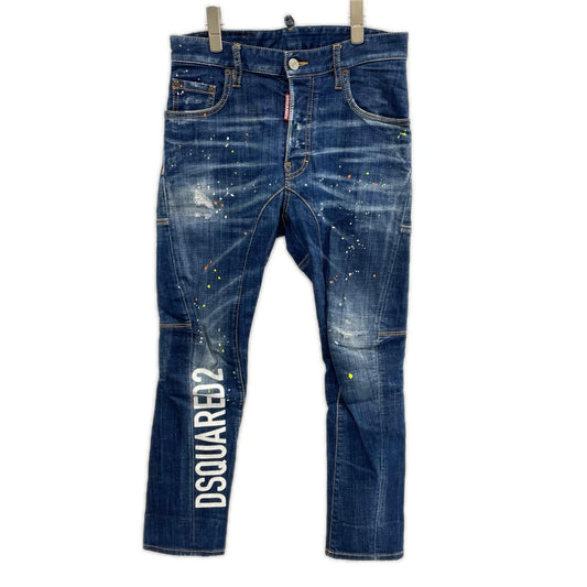 DSQUARED 23SS Tidy Biker Paint Design Jeans Indigo Size 42