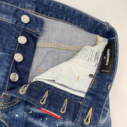 DSQUARED 23SS Tidy Biker Paint Design Jeans Indigo Size 42