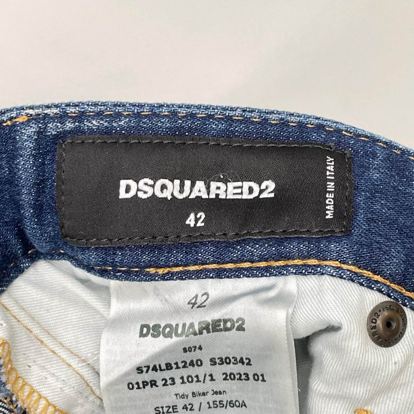 DSQUARED 23SS Tidy Biker Paint Design Jeans Indigo Size 42