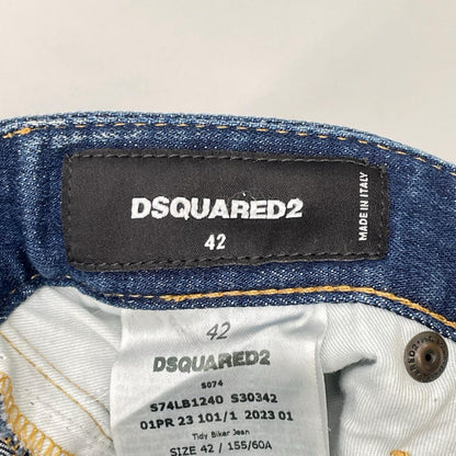 DSQUARED 23SS Tidy Biker Paint Design Jeans Indigo Size 42