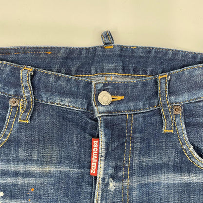 DSQUARED 23SS Tidy Biker Paint Design Jeans Indigo Size 42