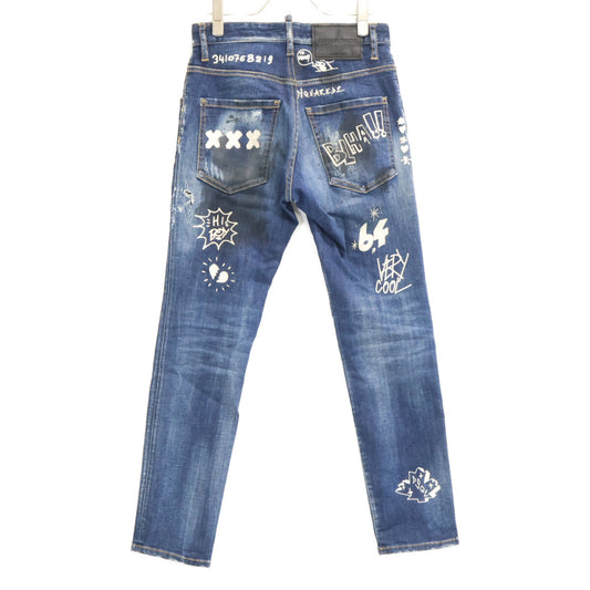 Dsquared2 DSQUARED Skater Dark Graffiti Wash Jeans Size 42