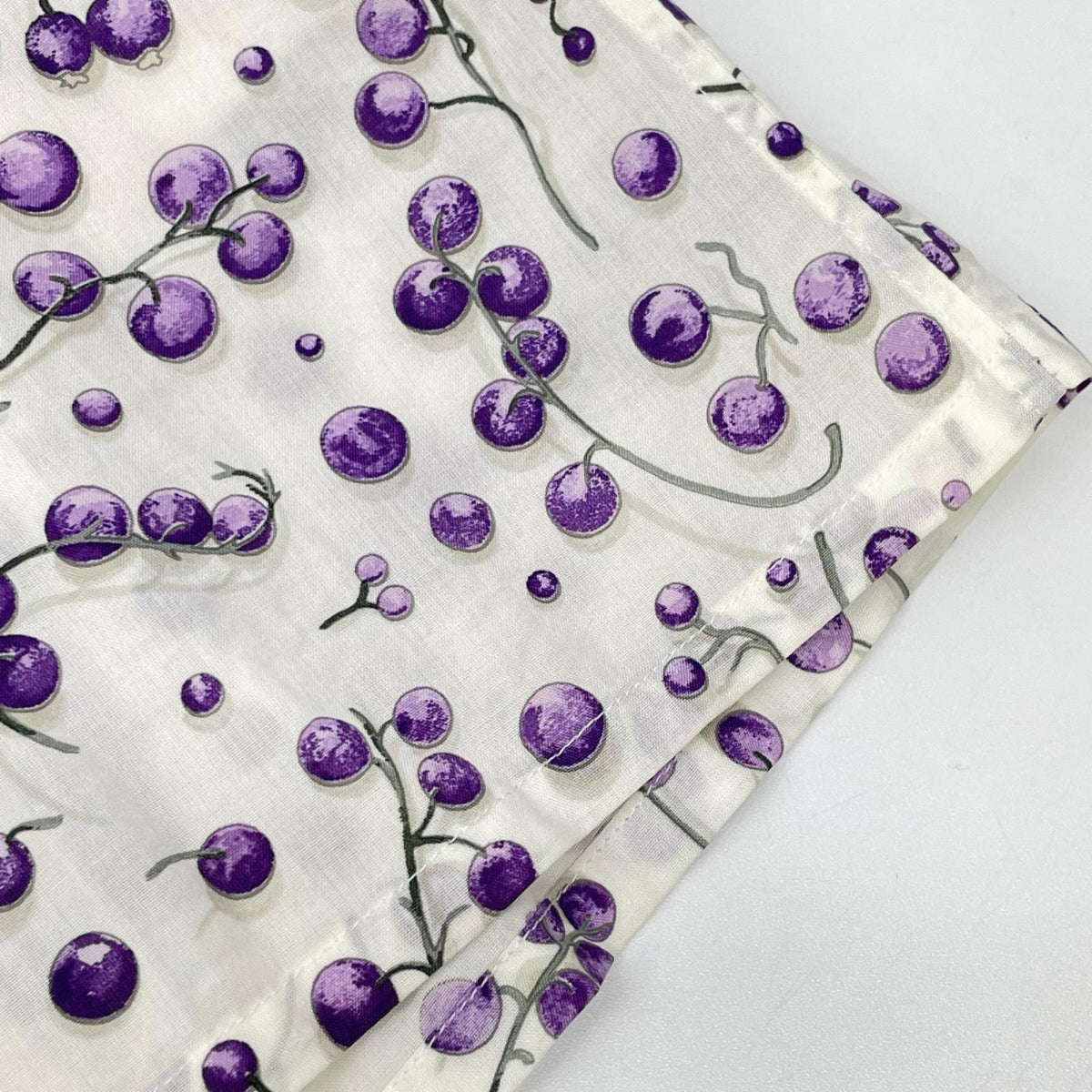 HERMES Cotton Blueberry Pattern Shirt White/Purple Size 40