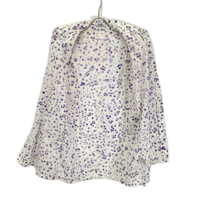 HERMES Cotton Blueberry Pattern Shirt White/Purple Size 40