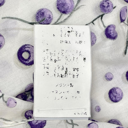 HERMES Cotton Blueberry Pattern Shirt White/Purple Size 40