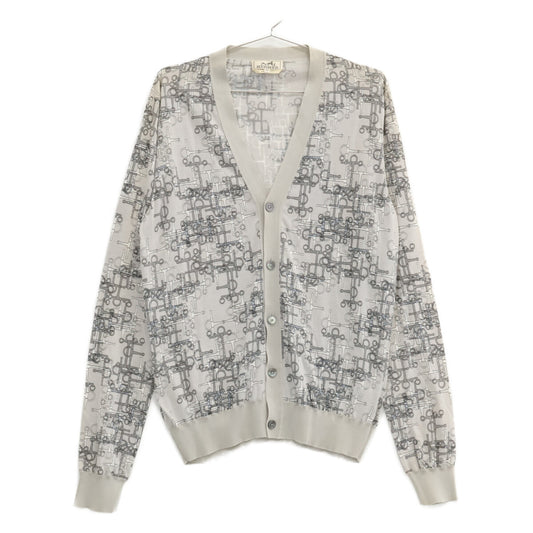 HERMES Horsebit Cotton Cardigan Gray Size S
