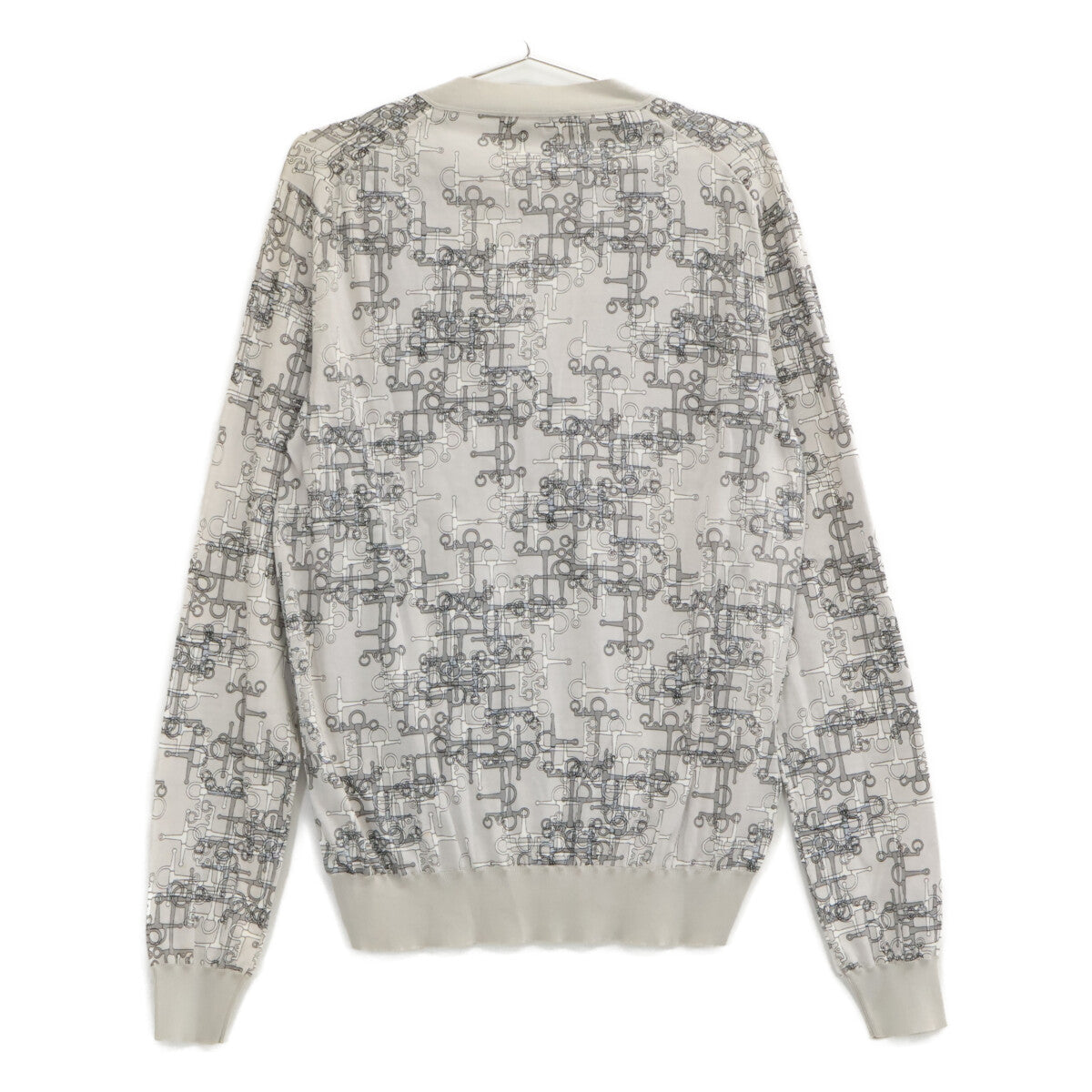 HERMES Horsebit Cotton Cardigan Gray Size S
