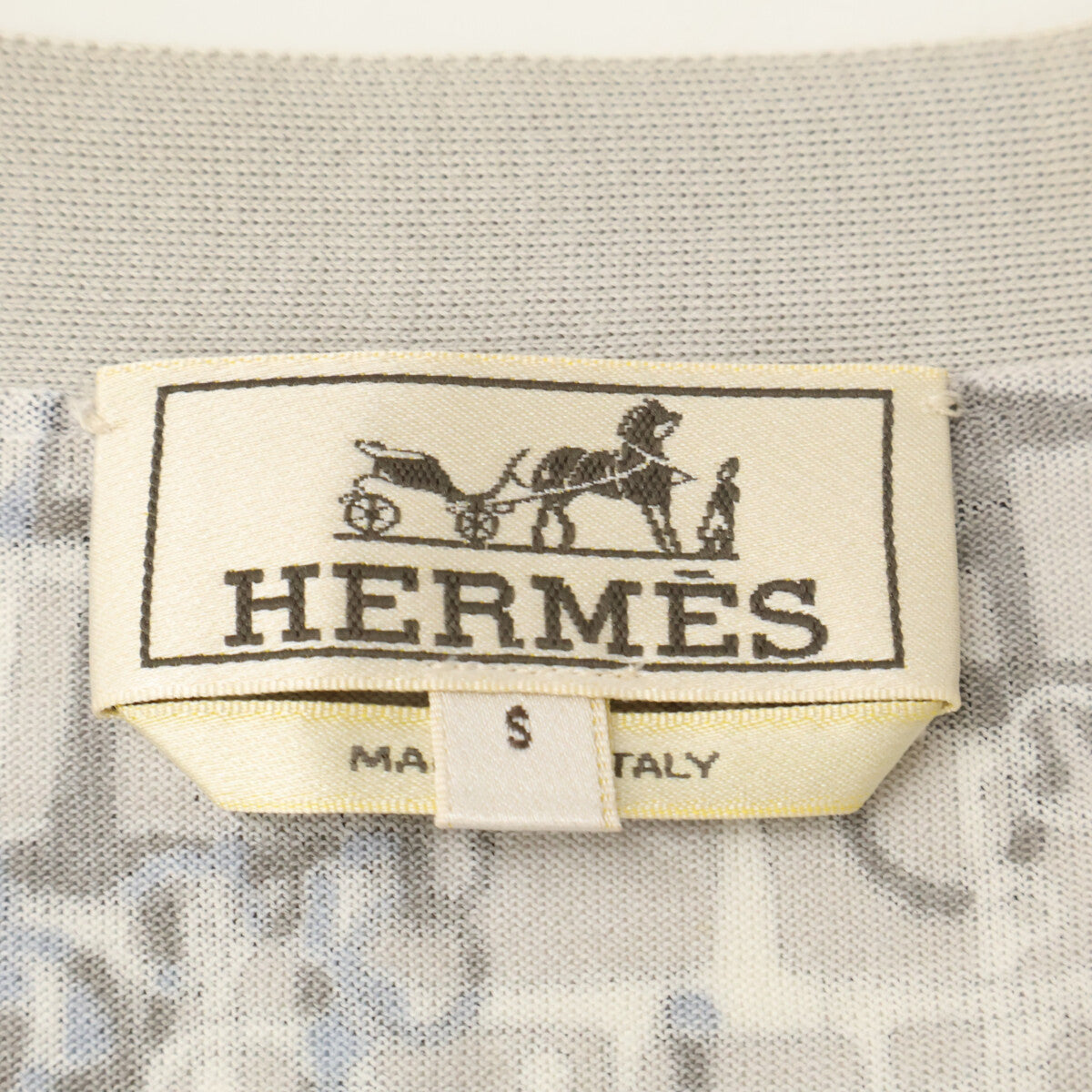 HERMES Horsebit Cotton Cardigan Gray Size S