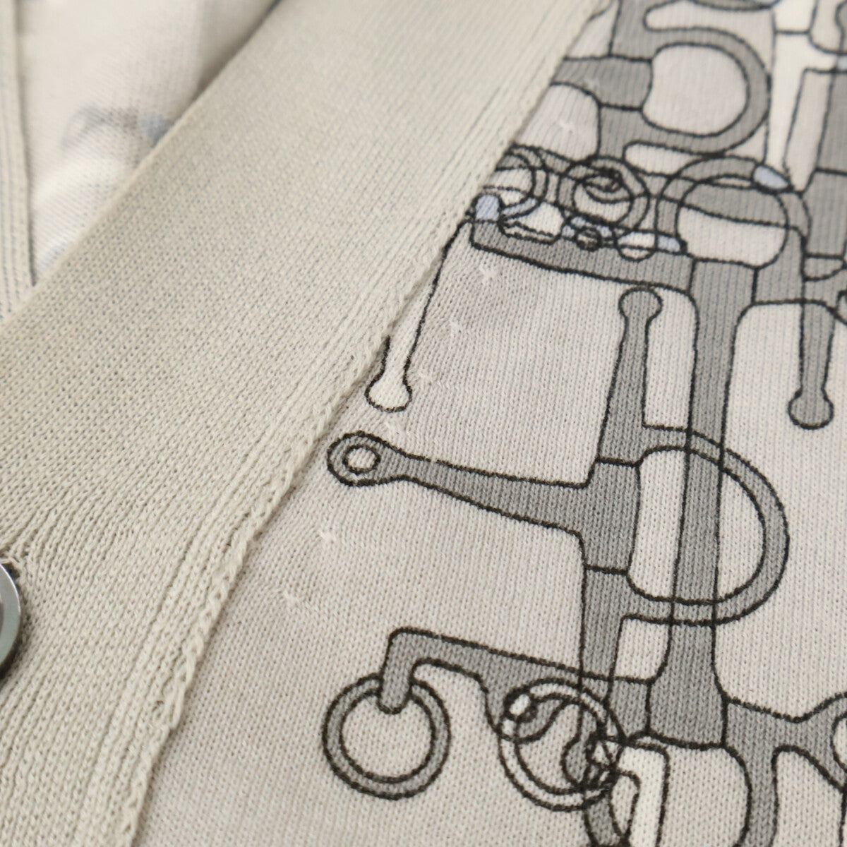 HERMES Horsebit Cotton Cardigan Gray Size S