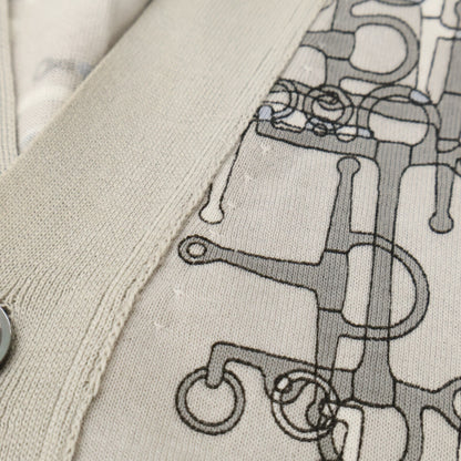 HERMES Horsebit Cotton Cardigan Gray Size S
