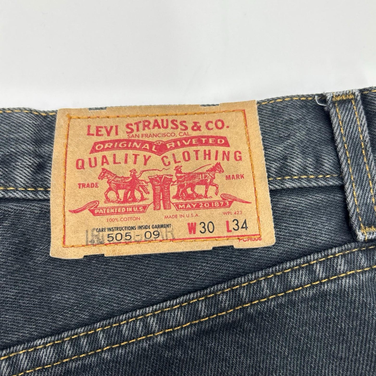 LEVI'S 00s USA 505 Yarn Dyed Black Denim Jeans Size 30/34