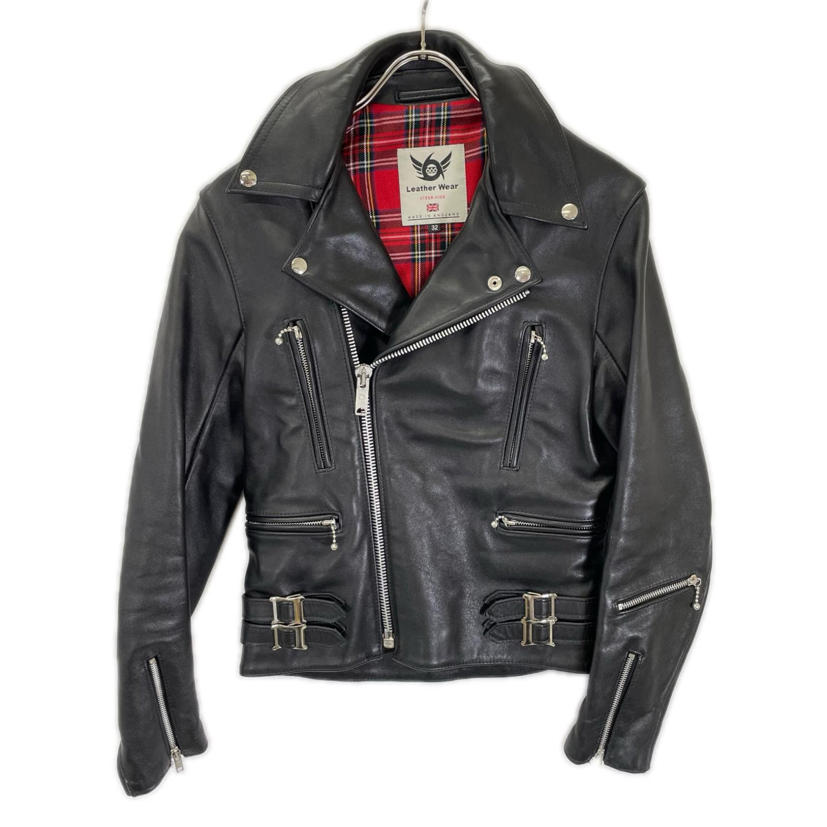 666 Black LJM-1TF Tartan Lining Side Rider Jacket Size 32