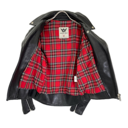 666 Black LJM-1TF Tartan Lining Side Rider Jacket Size 32