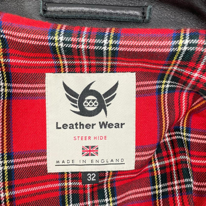666 Black LJM-1TF Tartan Lining Side Rider Jacket Size 32