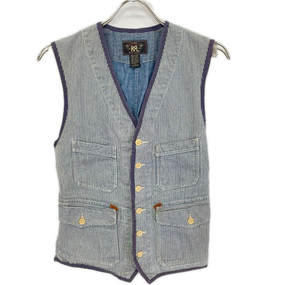 RRL Denim Workwear Hickory Vest Indigo/White
