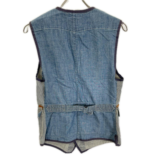 RRL Denim Workwear Hickory Vest Indigo/White