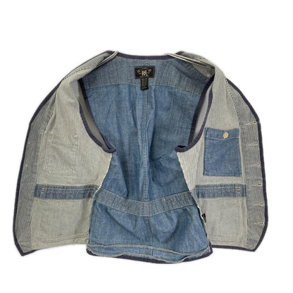 RRL Denim Workwear Hickory Vest Indigo/White