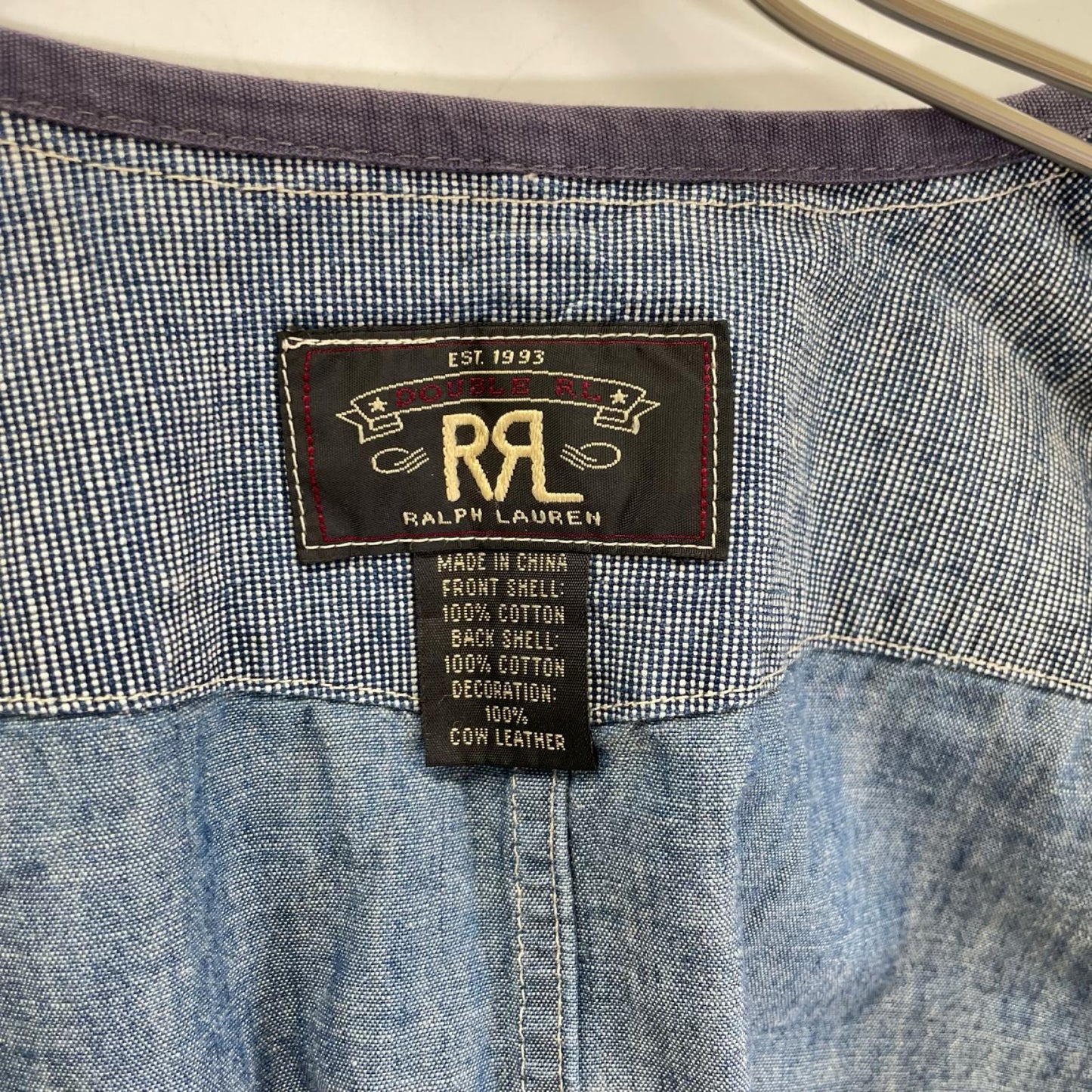 RRL Denim Workwear Hickory Vest Indigo/White