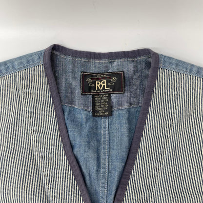RRL Denim Workwear Hickory Vest Indigo/White