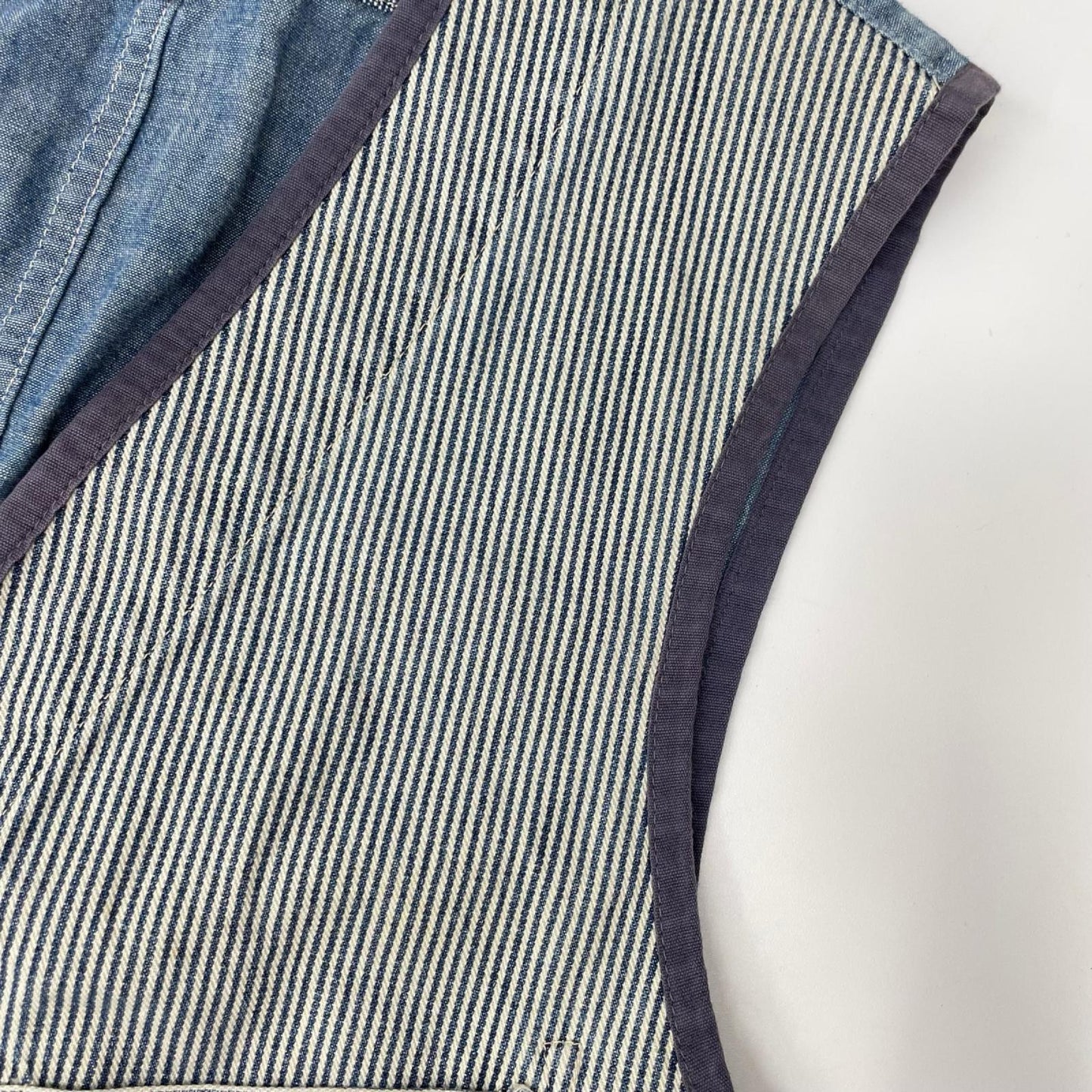 RRL Denim Workwear Hickory Vest Indigo/White