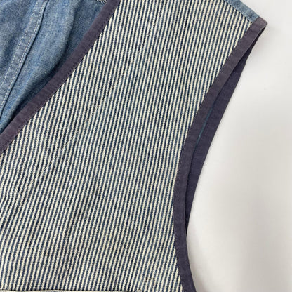 RRL Denim Workwear Hickory Vest Indigo/White