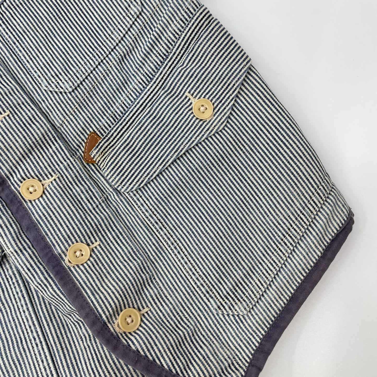 RRL Denim Workwear Hickory Vest Indigo/White